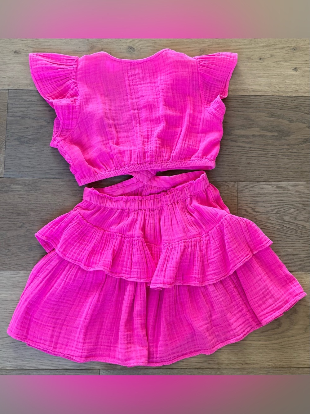 LoveShackFancy Hot Pink Tiered Cutout Mini Dress - Picture 7 of 10